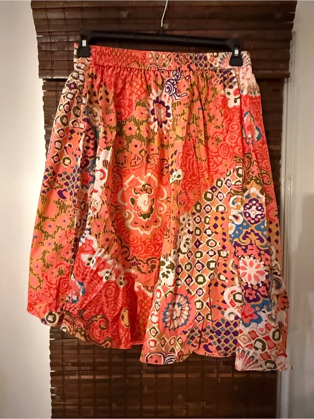 J Crew Floral Mosaic Orange/red  High-Low asymmetrical Skirt. Sz4, like new